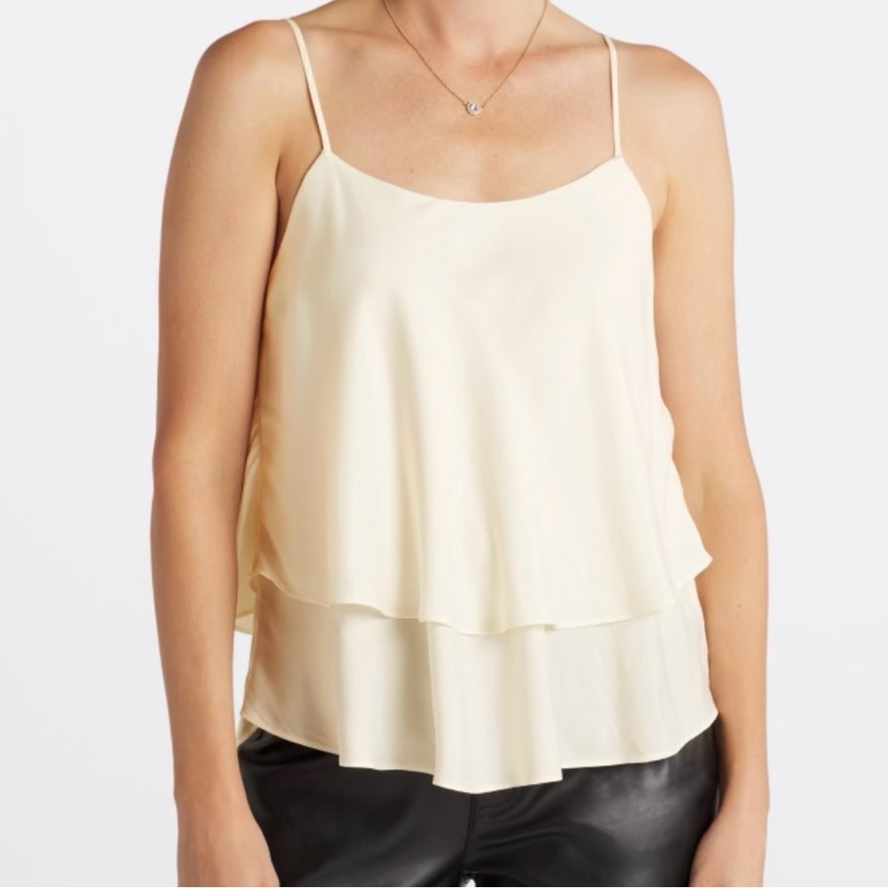 NINE BRITTON Cam Tiered Satin Tank Top size large